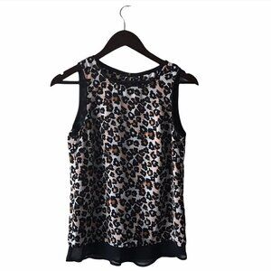 NWOT - H&M Brown Animal Print High Low with Back Opening Sheer Tank Top